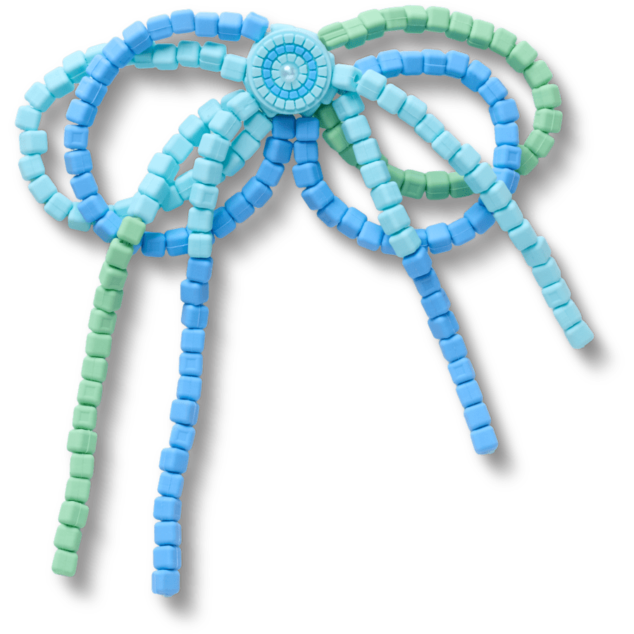 Blue and Green Beaded Bow - vue accessoire - Jibbitz Charms