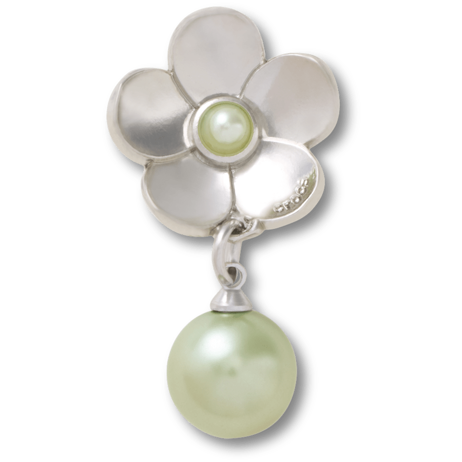 Silver Flower Emblem With Pearl Dangle - Charm view - Jibbitz Charms