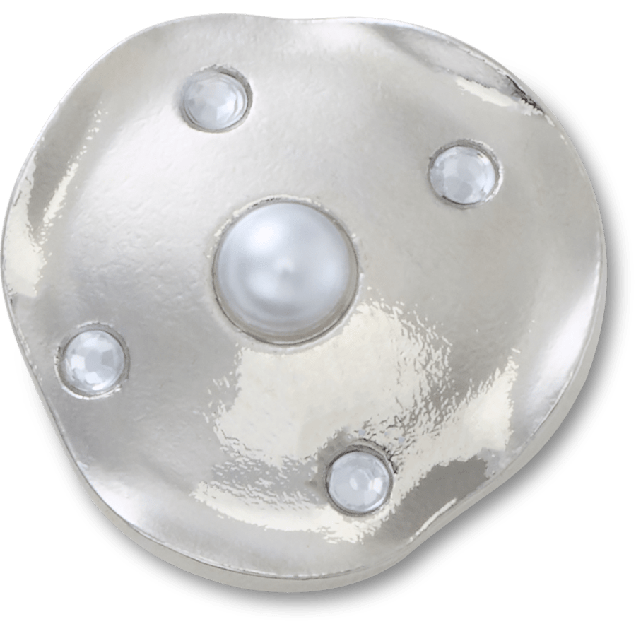 Silver and Pearl Disc - vue accessoire - Jibbitz Charms