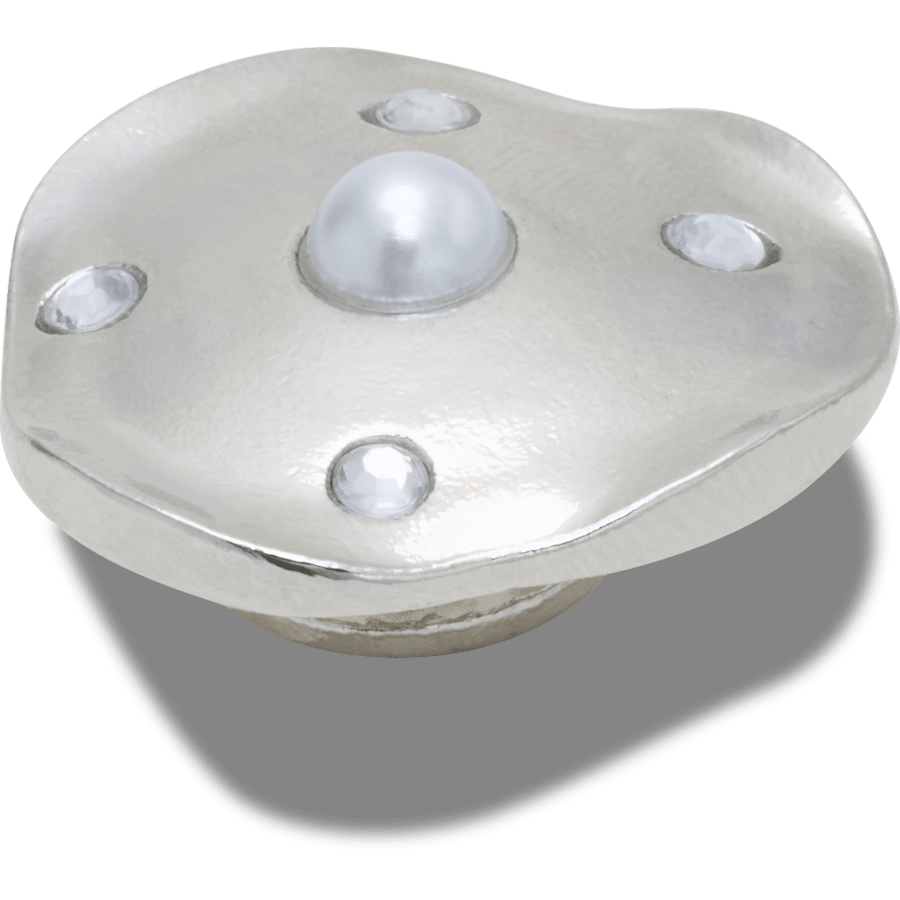 Silver and Pearl Disc - Angle personnalisé - Jibbitz Charms