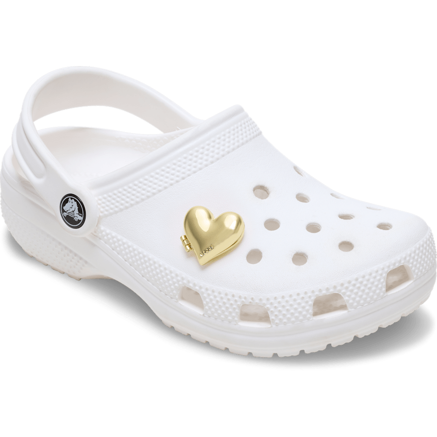 Gold Bubble Locket Heart - charm-on-shoes - Jibbitz Charms