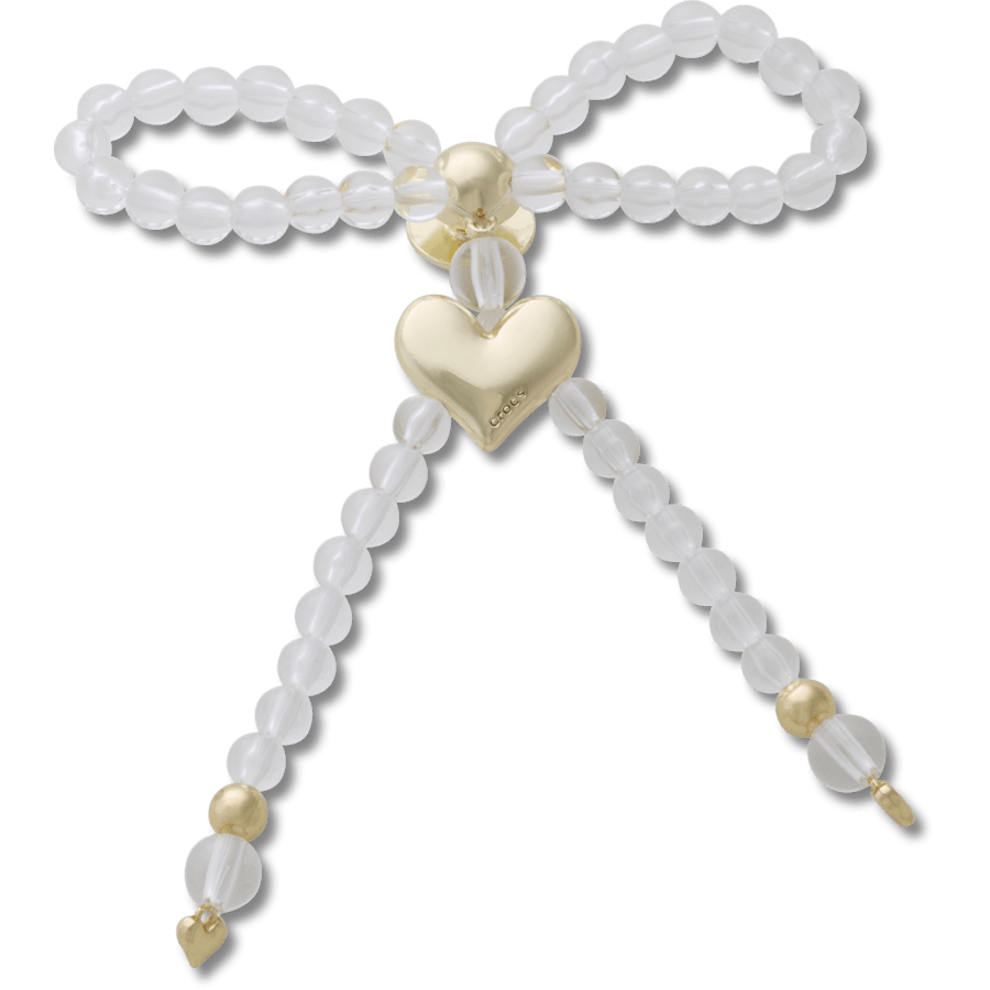 Beaded Bow with Gold Heart - vue accessoire - Jibbitz Charms