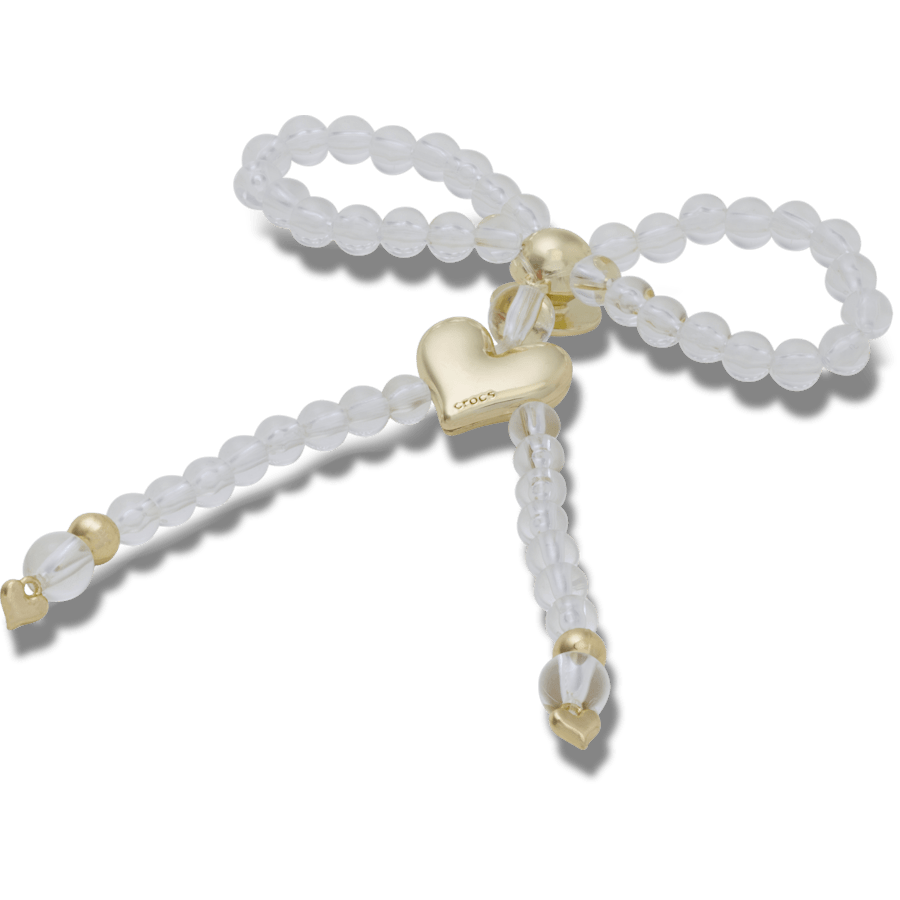 Beaded Bow with Gold Heart - Angle personnalisé - Jibbitz Charms