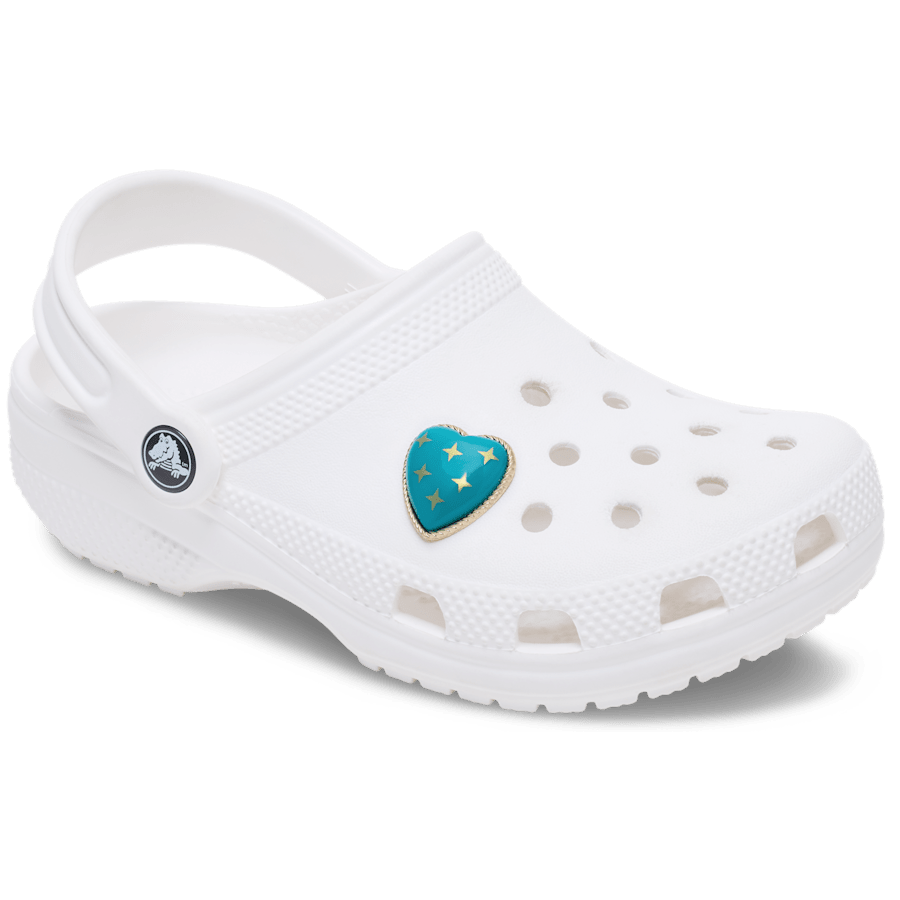 Turquoise and Gold Heart - charm-on-shoes - Jibbitz Charms
