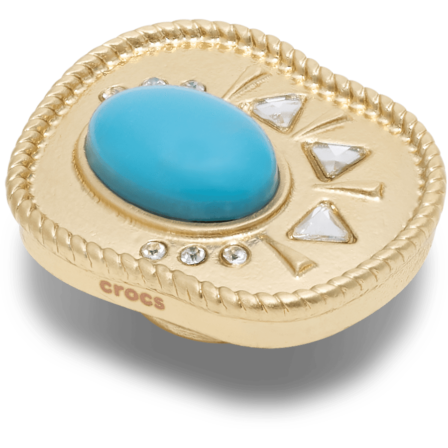 Gold and Turquoise Oval - angle personnalisé - Jibbitz Charms