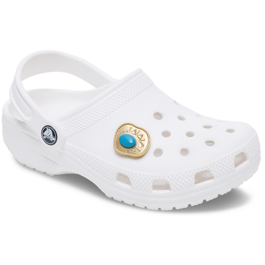 Gold and Turquoise Oval - charm-on-shoes - Jibbitz Charms