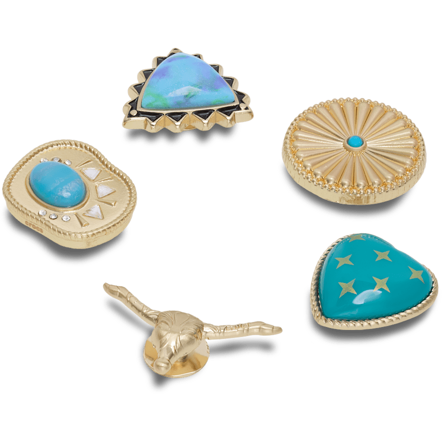 Gold Turquoise Western 5 Pack - angle personnalisé - Jibbitz Charms