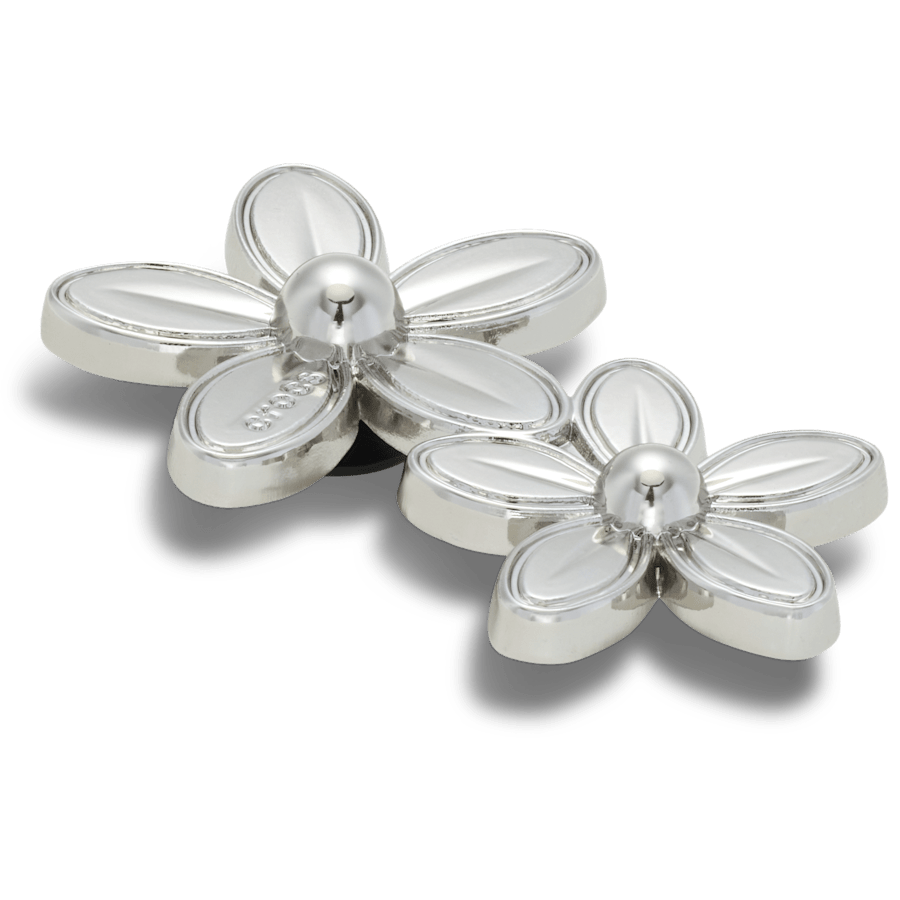 Silver Double Flower Cluster - Custom Angle - Jibbitz Charms