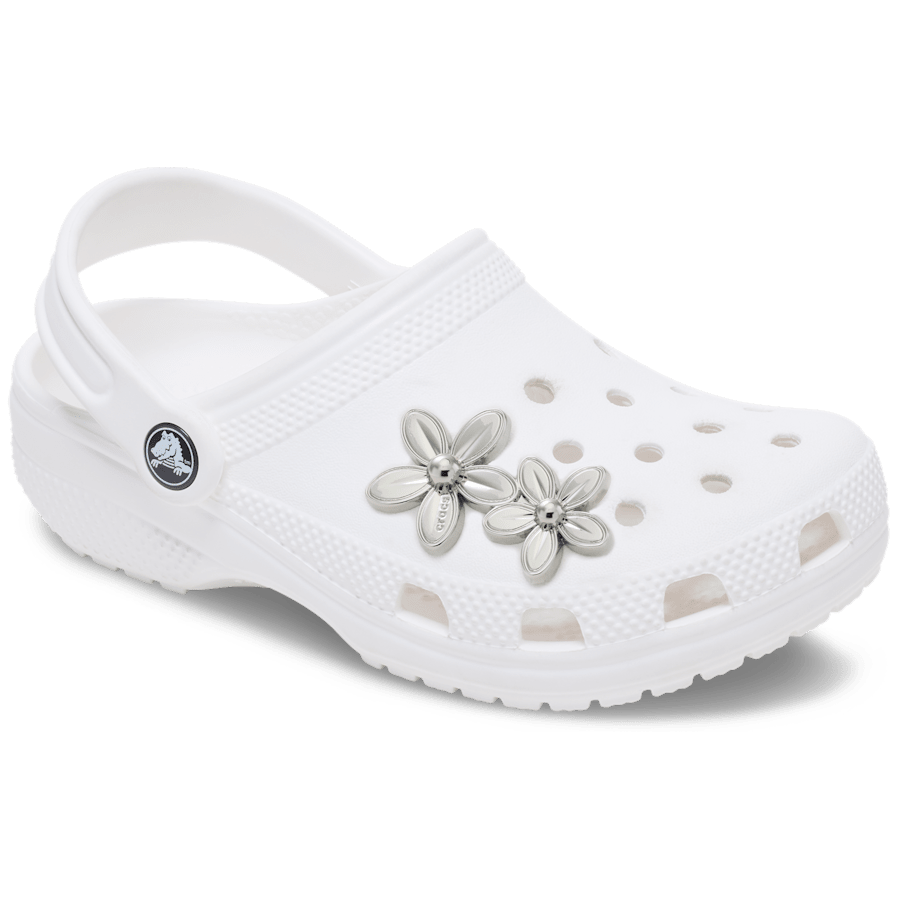 Silver Double Flower Cluster - Charm on shoes - Jibbitz Charms