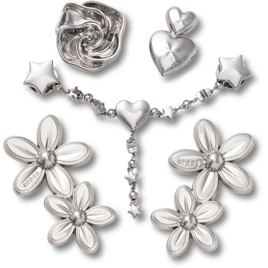 Silver Meta Floral 5 Pack - Zubehöransicht - Jibbitz Charms