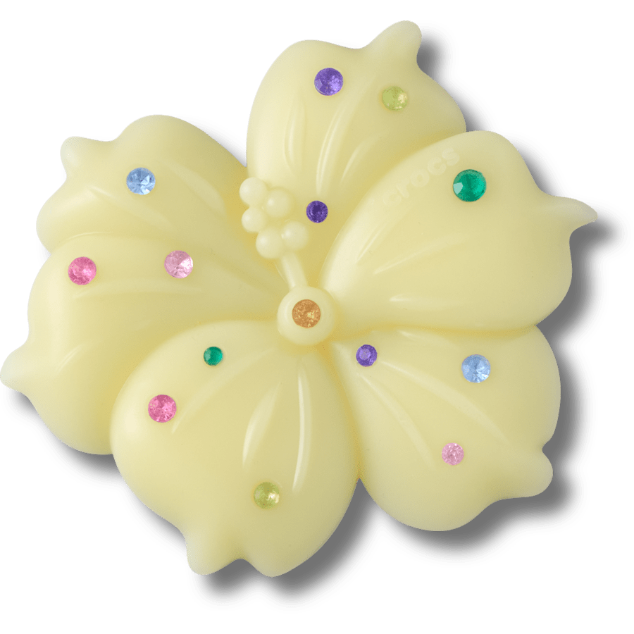 Mega Yellow Gem Hibiscus - charm view - Jibbitz Charms