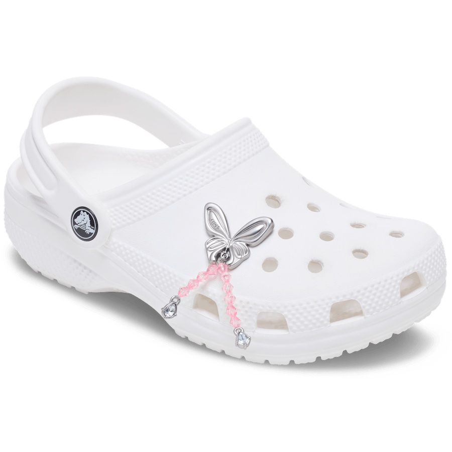 Silver Beaded Meta Butterfly - charm-on-shoes - Jibbitz Charms