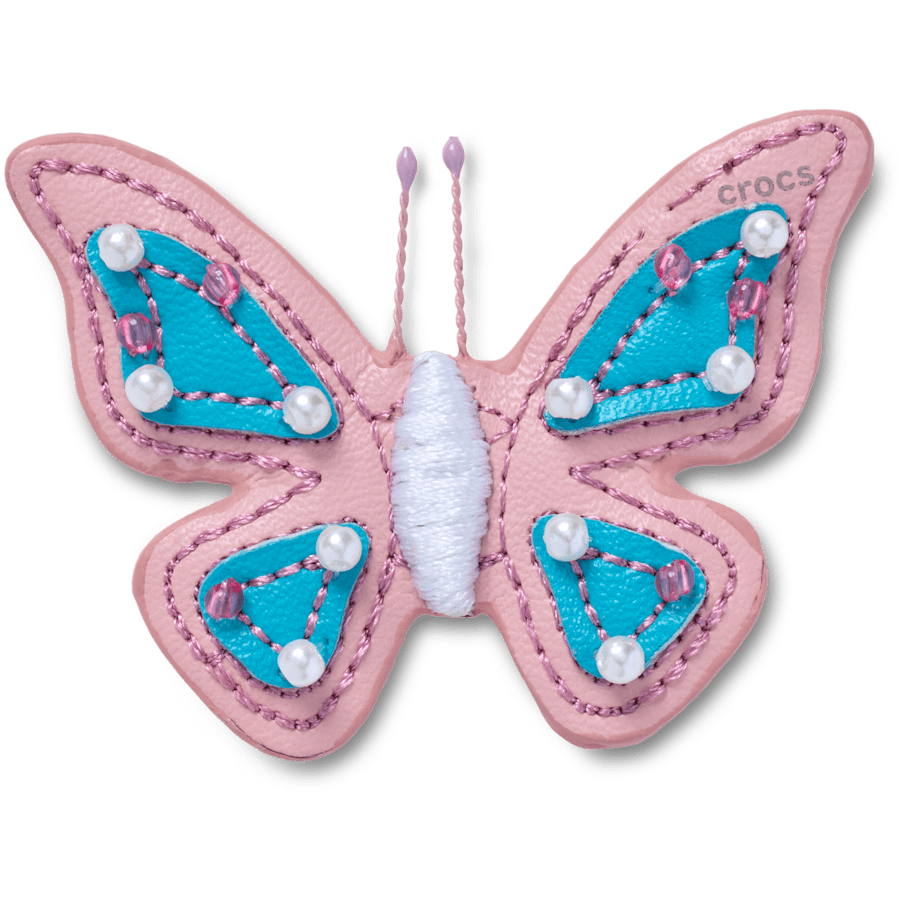 Faux Leathe r Pink Butterfly - lisävarustenäkymä - Jibbitz Charms