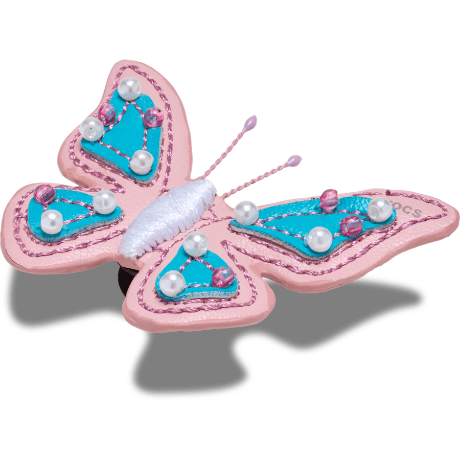 Faux Leathe r Pink Butterfly - mukautettu kulma - Jibbitz Charms