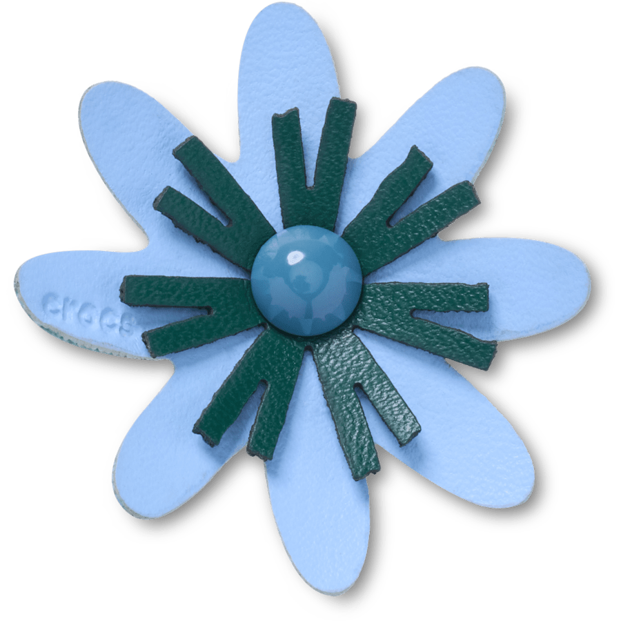 Faux Leathe r Blue Flower