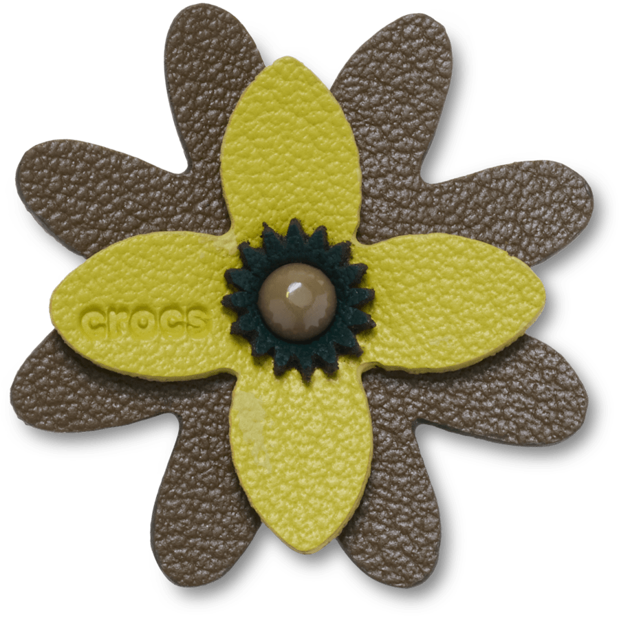 Faux Leathe r Green Flower