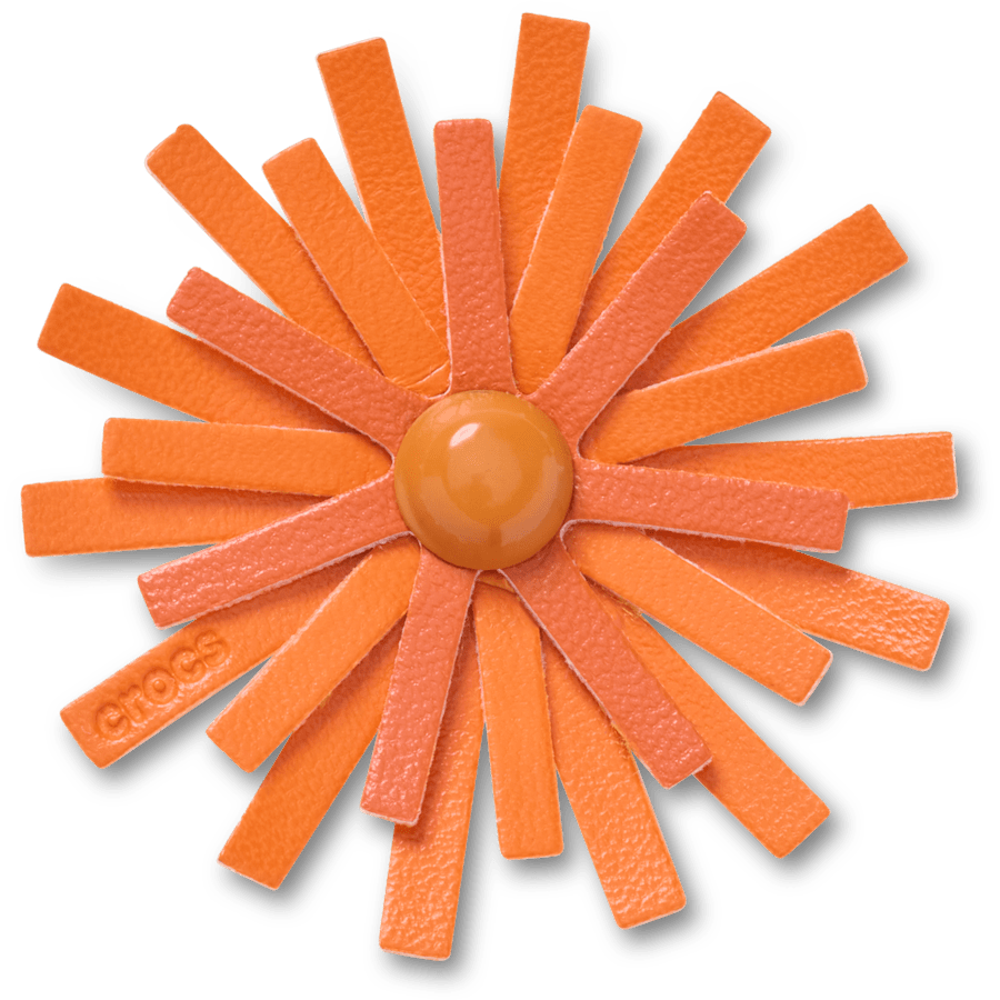 Faux Leathe r Orange Flower