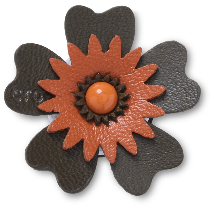 Faux Leathe r Brown Flower