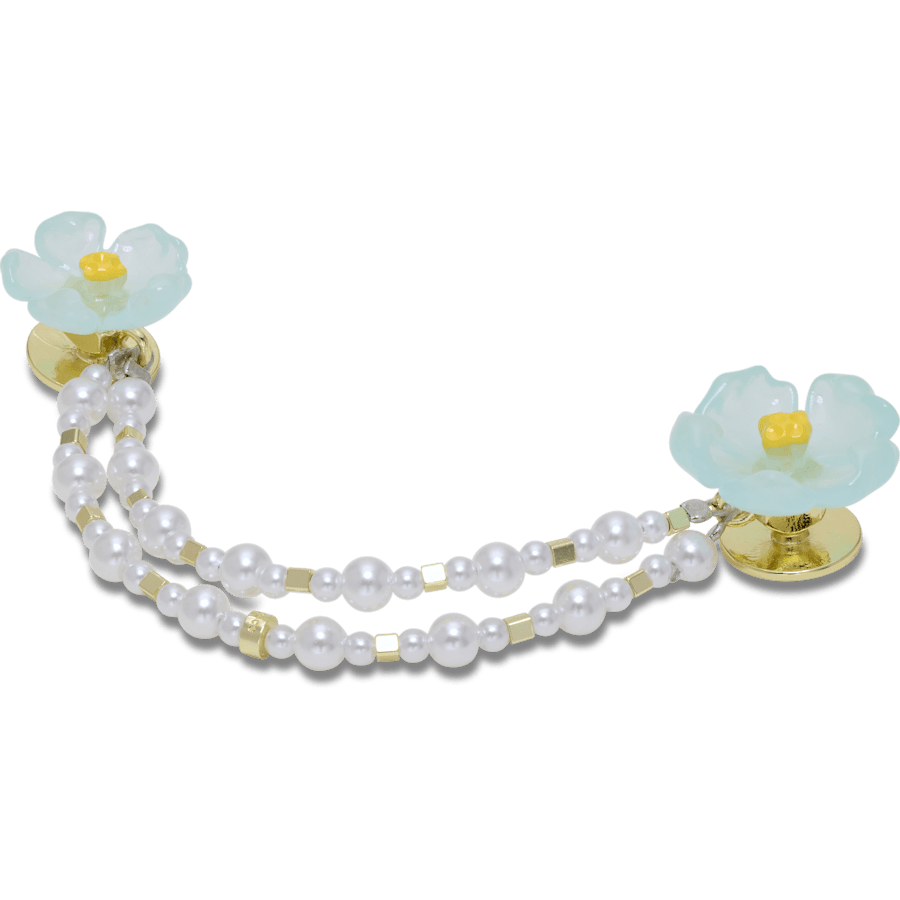 Blue Flower and Pearl Chain - Custom Angle - Jibbitz Charms