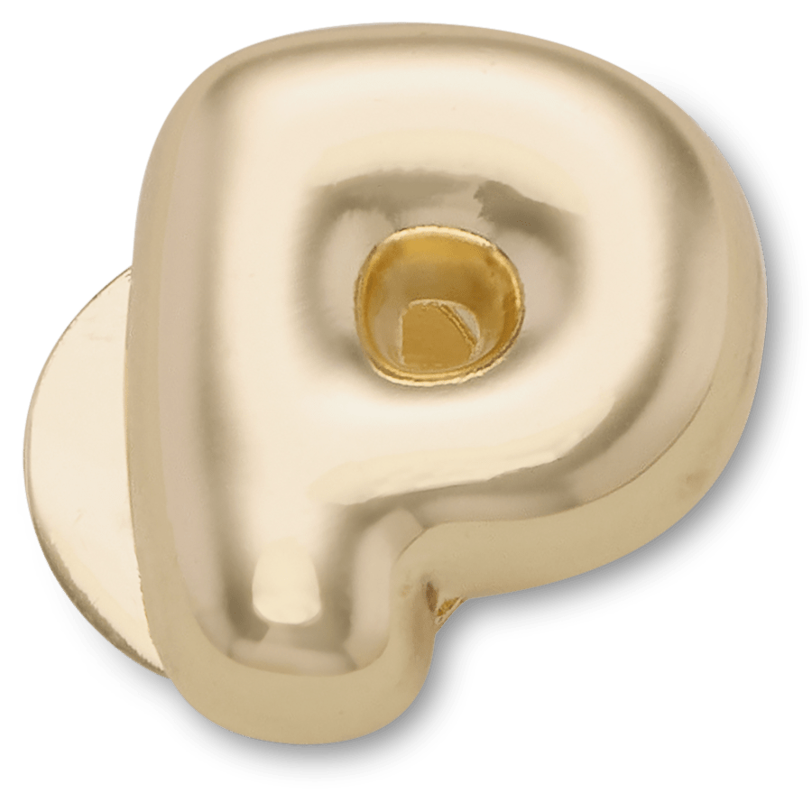 Gold Bubble Letter P - vue accessoire - Jibbitz Charms