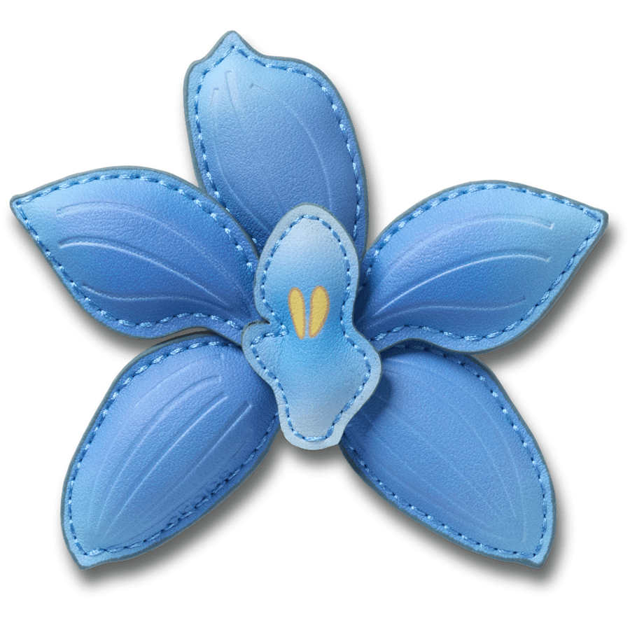 Mega Blue Stitched Flower - charm view - Jibbitz Charms