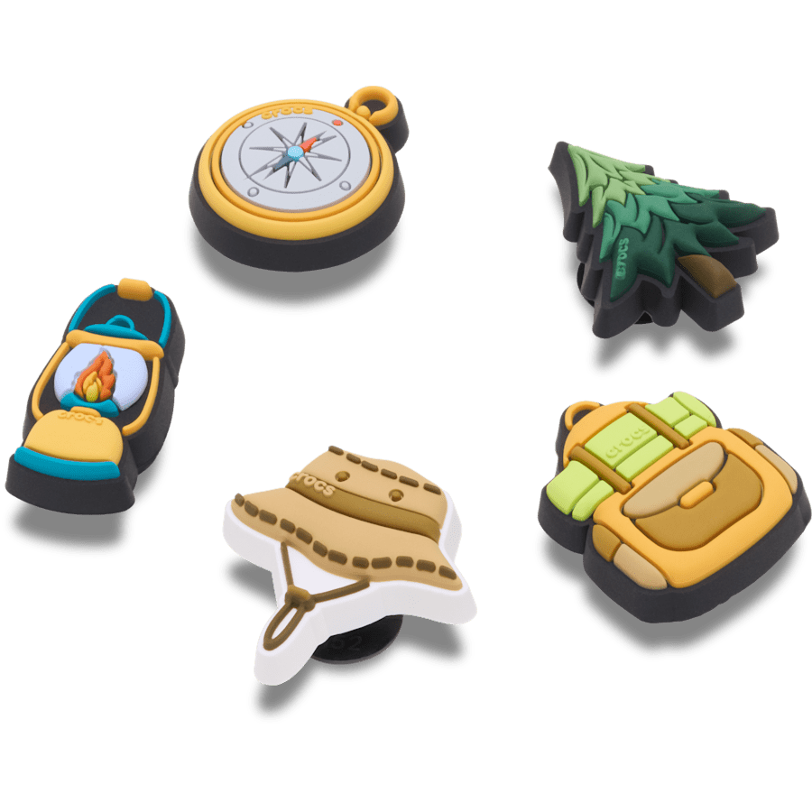 Ensemble de 5 breloques des éléments essentiels pour le camp de vacances - Angle personnalisé - Jibbitz Charms