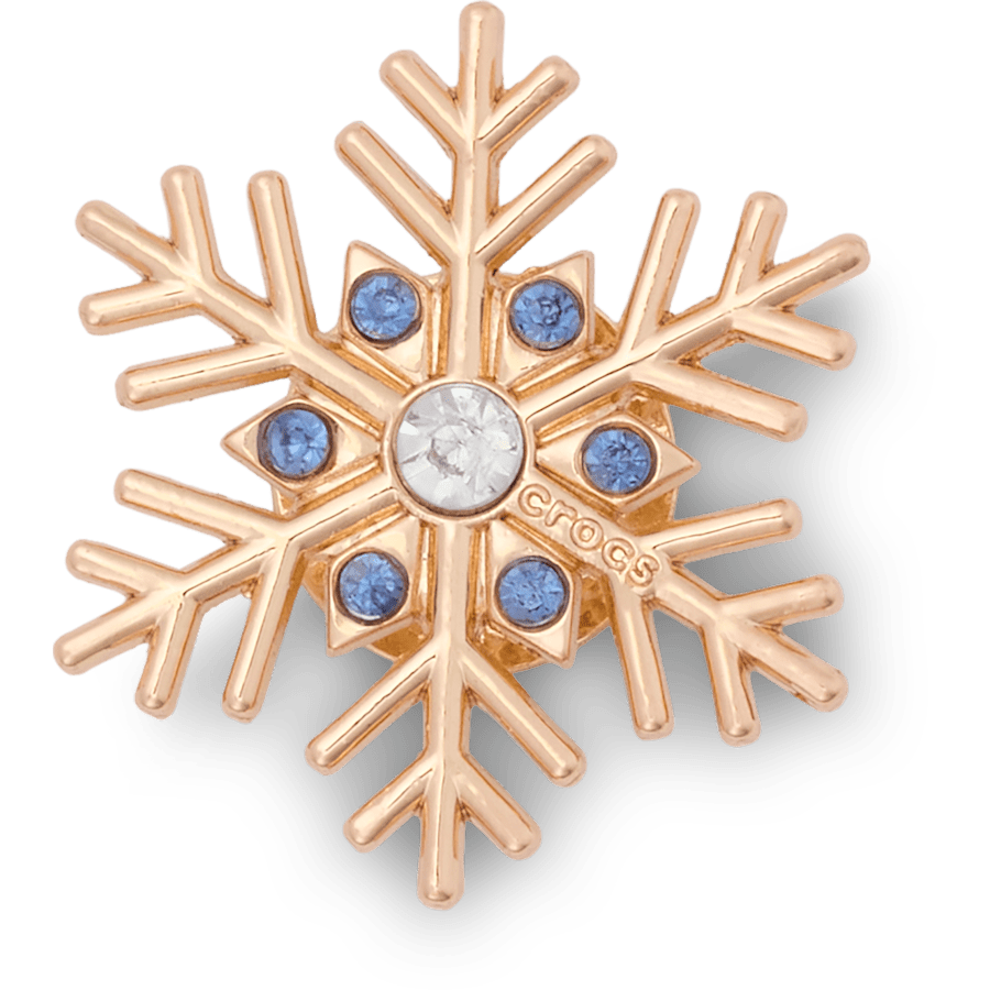 Golden Snowflake with Blue Gems - vue accessoire - Jibbitz Charms