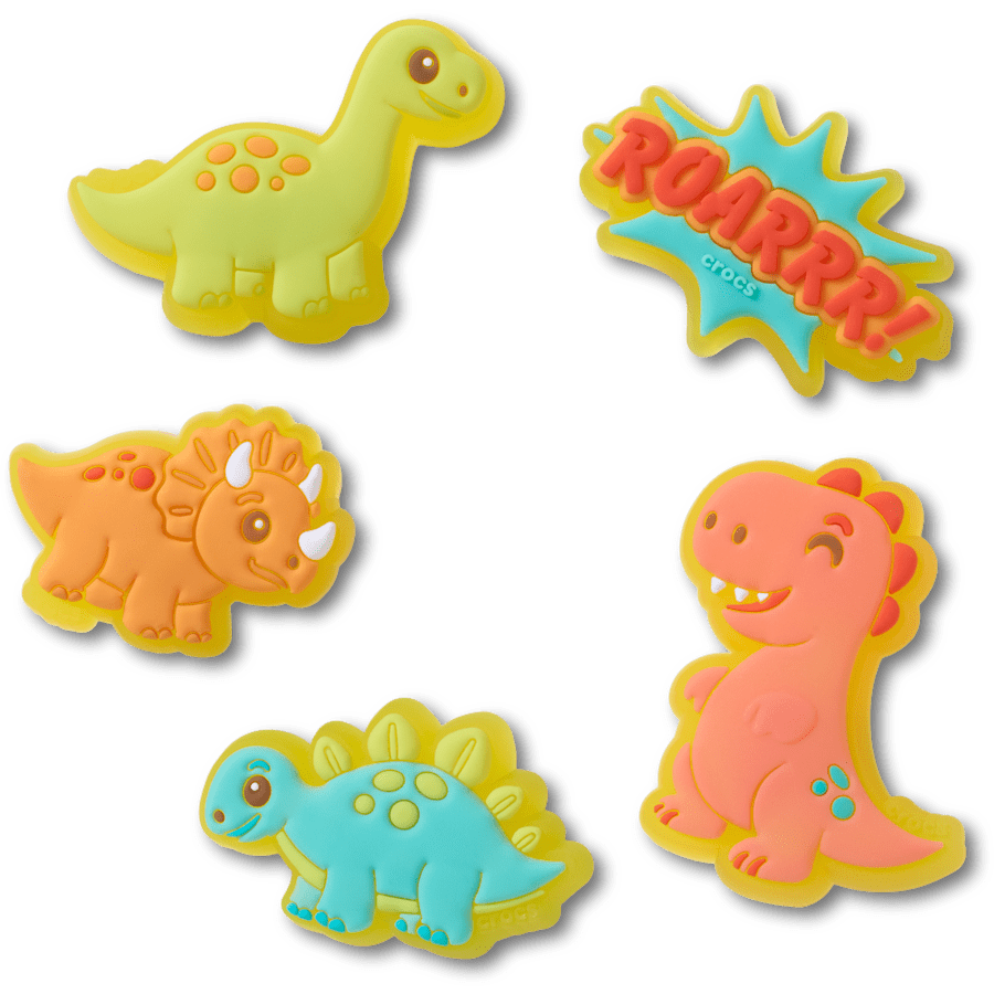 Lot de 5 de petits dinosaures qui s’illuminent - vue accessoire - Jibbitz Charms