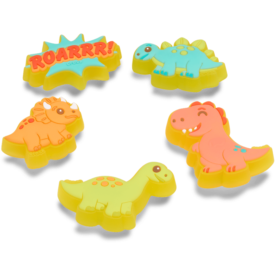 Lot de 5 de petits dinosaures qui s’illuminent - angle personnalisé - Jibbitz Charms