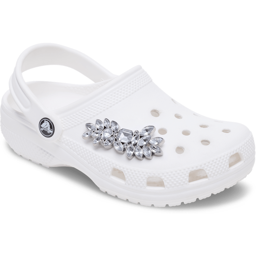 Silver leaf gem charm - charm-on-shoes - Jibbitz Charms