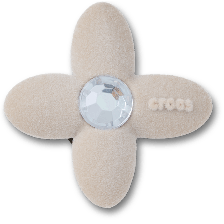 Rhinestone Flocked 4 Petal Flower - charm view - Jibbitz Charms