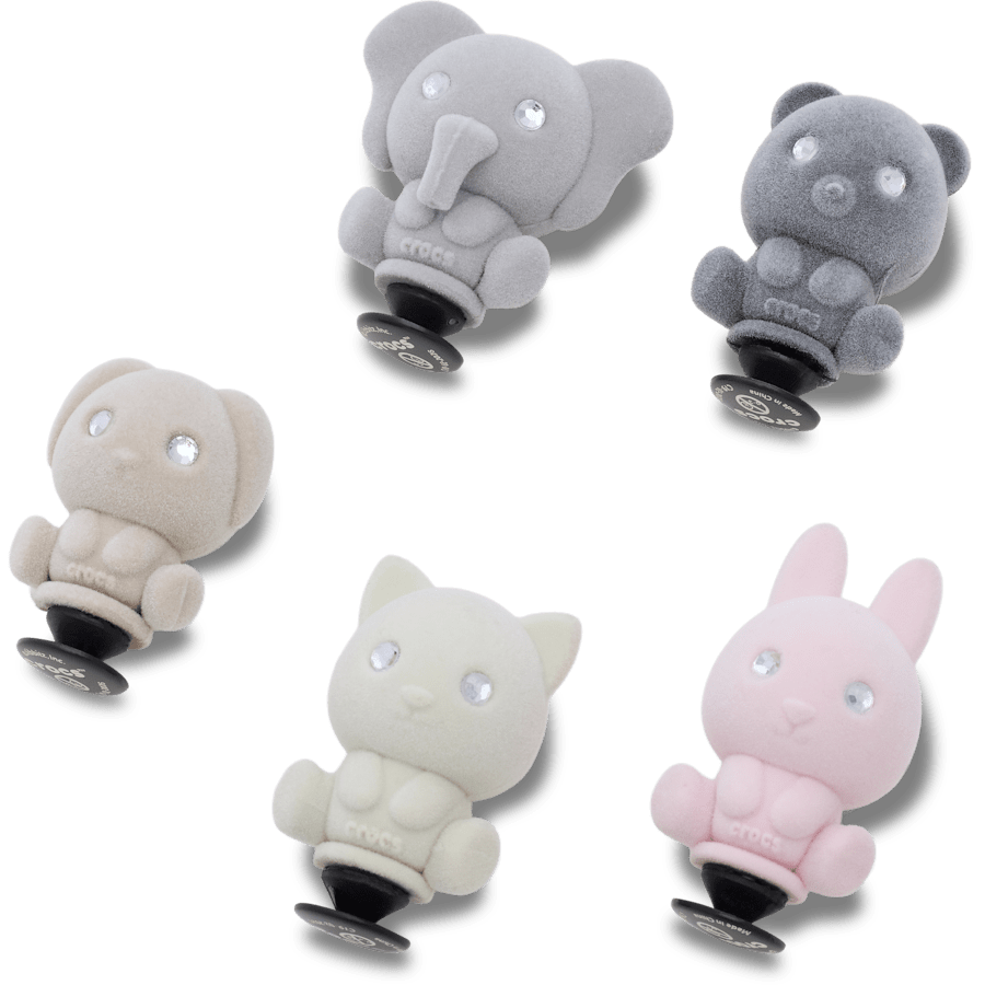 Rhinestone Flocked Animals 5 Pack - mukautettu kulma - Jibbitz Charms