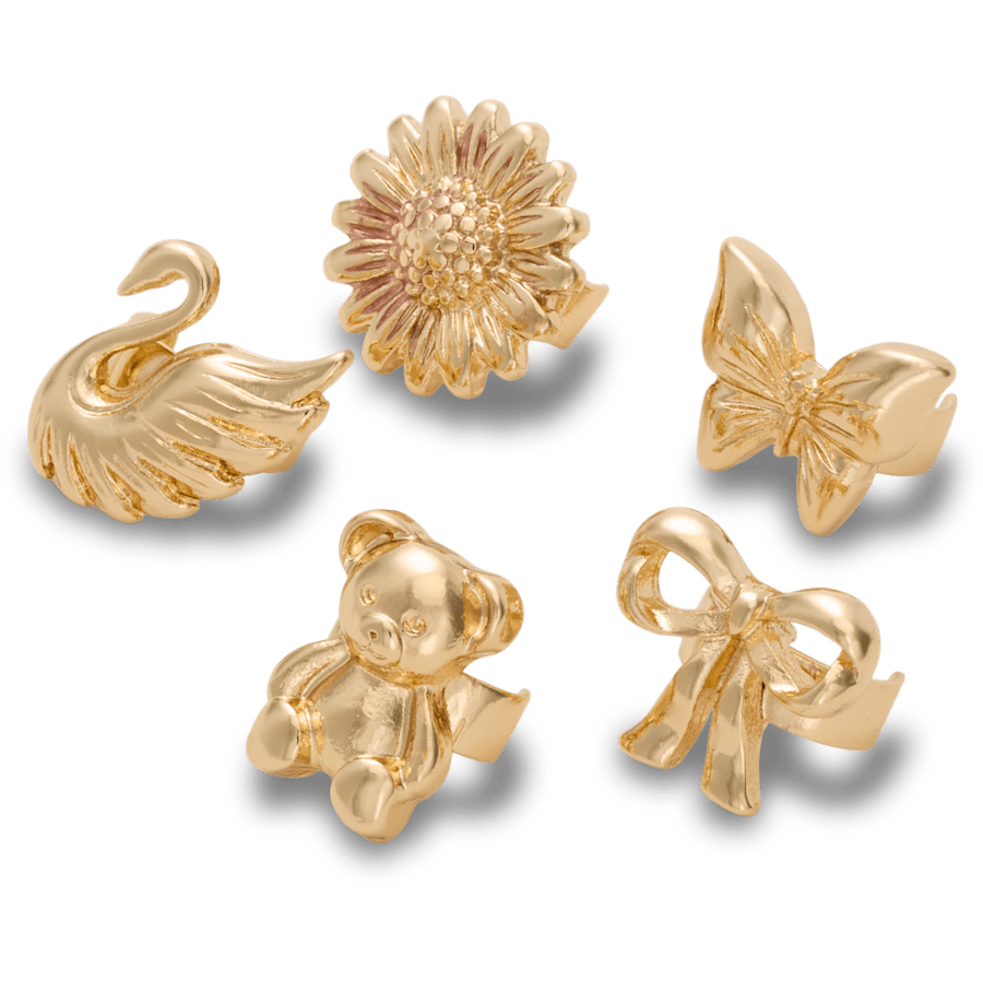 Sandal C Charms Gold Icons 5 Pack - Custom Angle - Jibbitz Charms