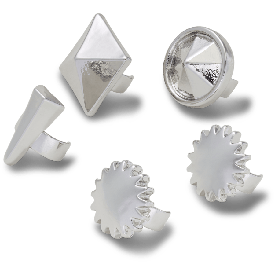 Sandal C Charms Silver Edgy 5 Pack - Custom Angle - Jibbitz Charms