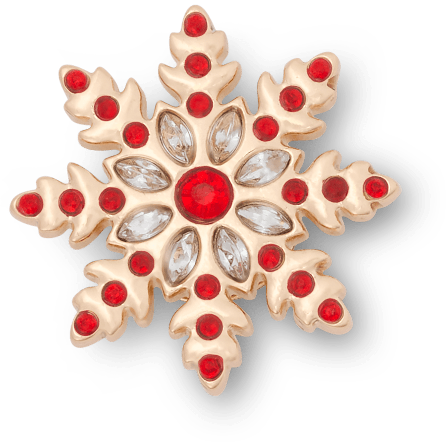 Gold and Red Gem Snowflake - Charm view - Jibbitz Charms