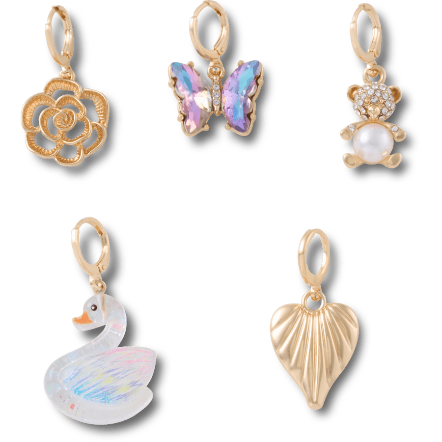 Gold Dainty Feminie Shoe Charm 5 Pack - Charm view - Jibbitz Charms