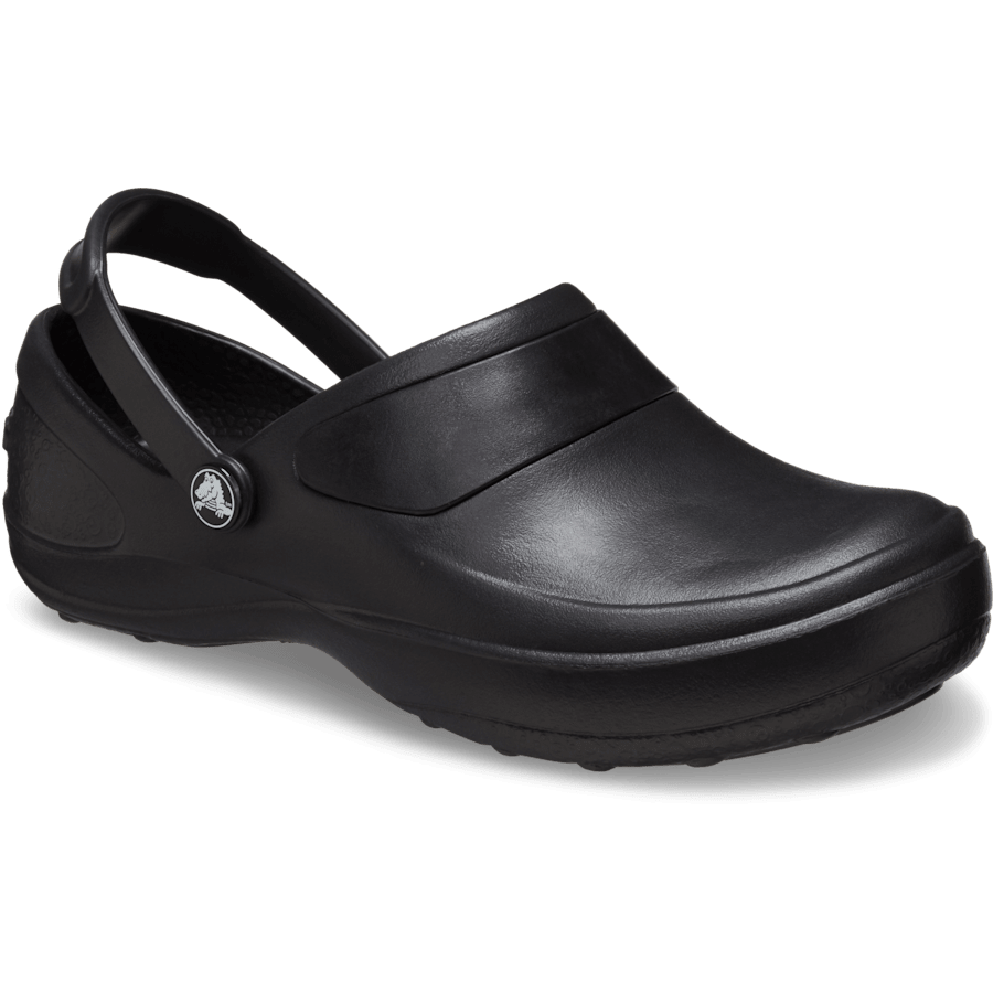 Black / Black Women’s Mercy Work Clog - Angle - Crocs PFD