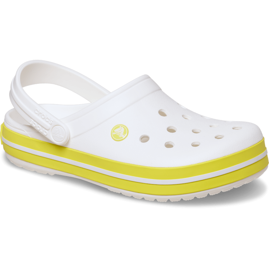 White / Cyber Yellow Crocband™ Clog - Angle - Crocs