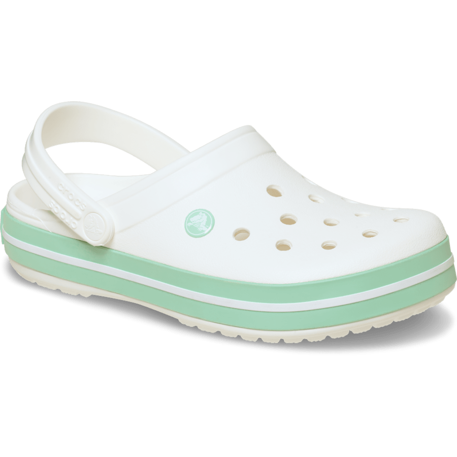 White / Spearmint Crocband™ Clog - Angle - Crocs