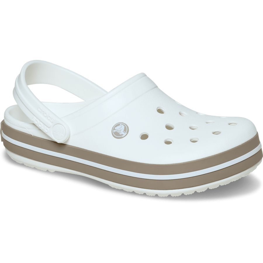 White / Taupe Crocband™ Clog - Angle - Crocs