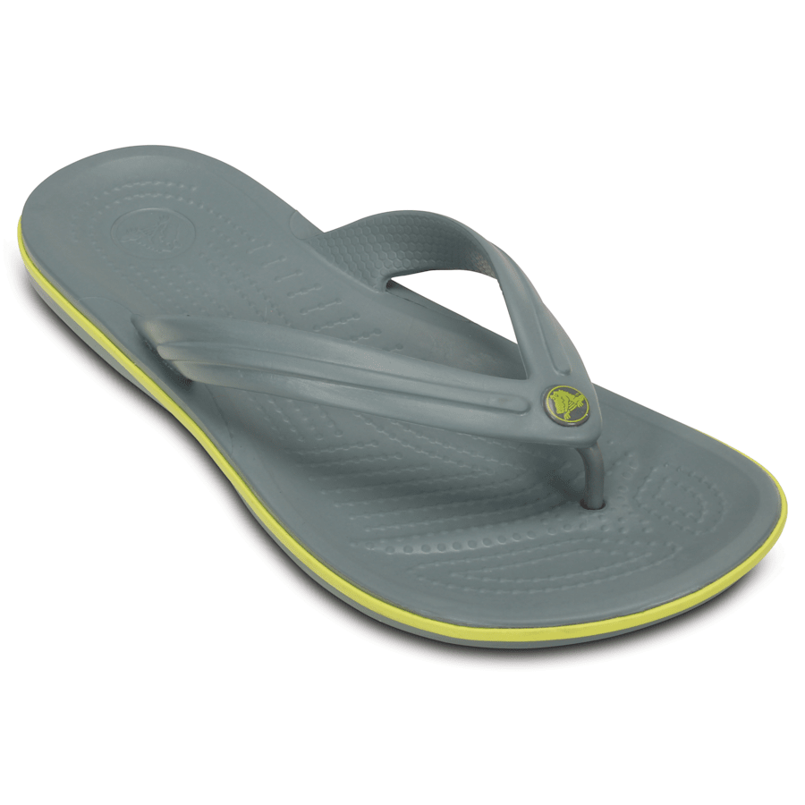 Concrete / Chartreuse Crocband™ Flip - Angle - Crocs