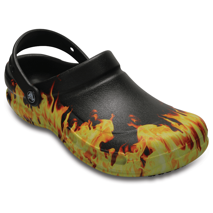 Black Bistro Graphic Slip Resistant Work Clog - Angle - Crocs