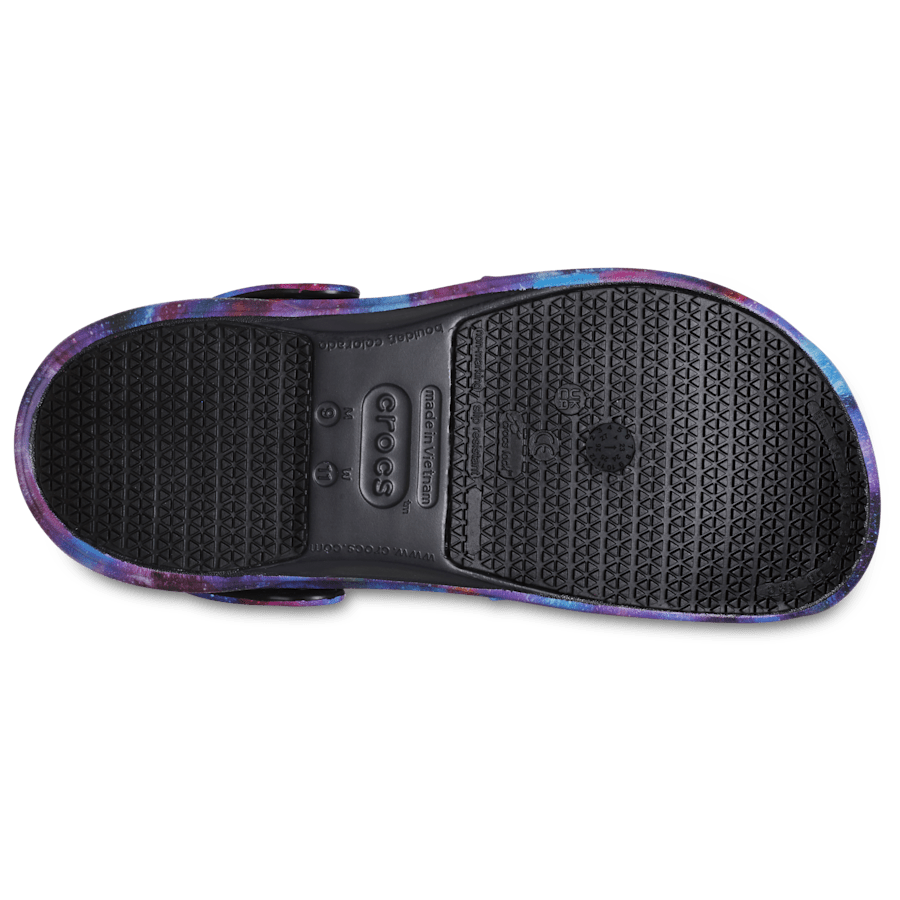 Black / Black Bistro Graphic Slip Resistant Work Clog - Bottom - Crocs PFD