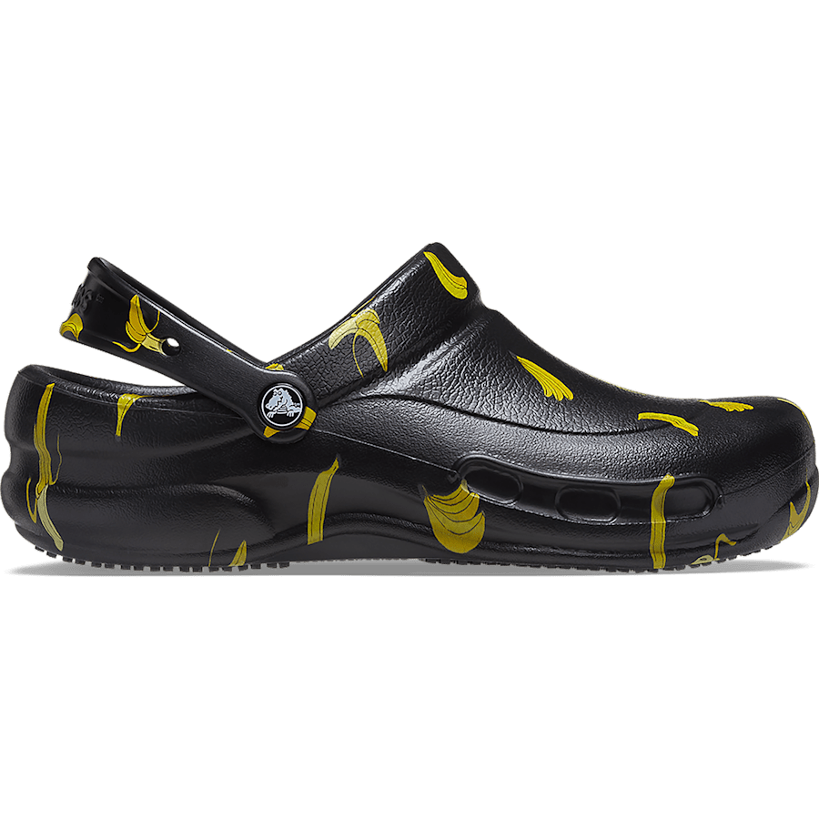Black / Yellow Bistro Graphic Slip Resistant Work Clog - Side - Crocs PFD