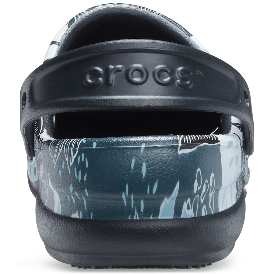 Black / Floral Bistro Graphic Slip Resistant Work Clog - Back - Crocs PFD