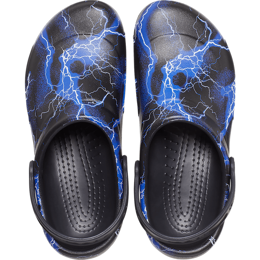 Black / Lightning Bolts Bistro Graphic Slip Resistant Work Clog - Top - Crocs PFD
