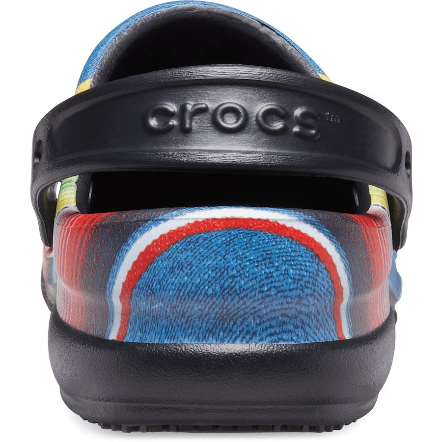Black / Multi Stripe Bistro Graphic Slip Resistant Work Clog - Back - Crocs PFD