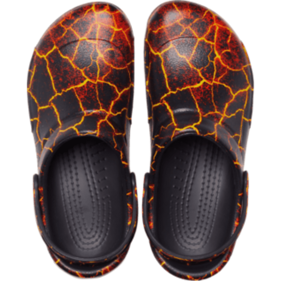 Black / Flame Bistro Graphic Slip Resistant Work Clog - Top - Crocs PFD