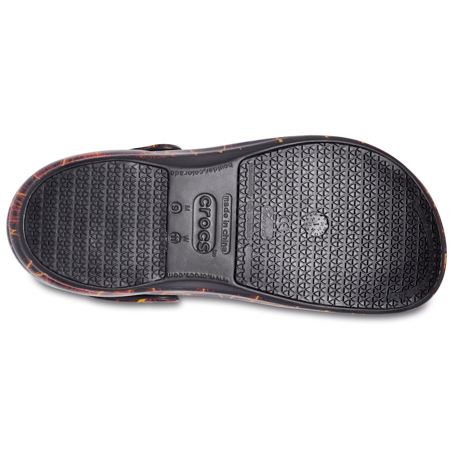 Black / Flame Bistro Graphic Slip Resistant Work Clog - Bottom - Crocs PFD
