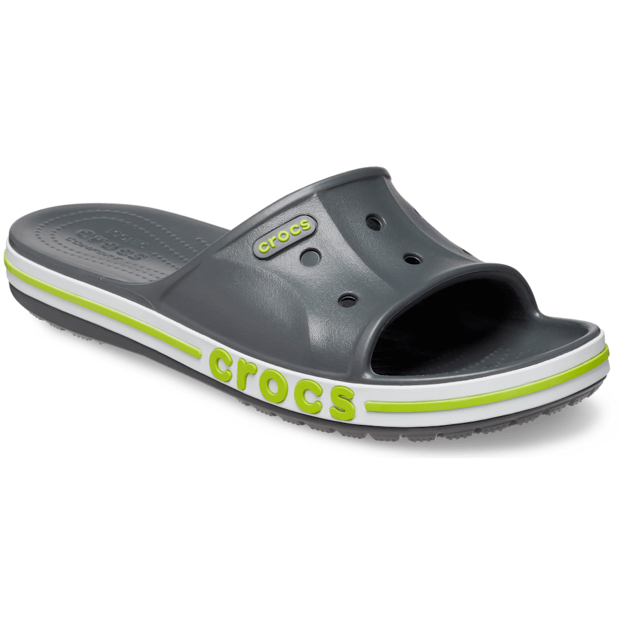 Slate Grey / Lime Punch Bayaband Slide - Angle - Crocs